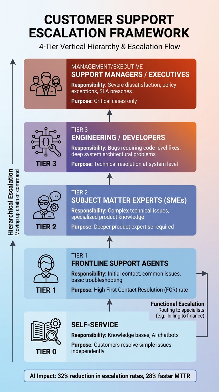 Customer Support Escalation Framework: 4-Tier Structure and Responsibilities