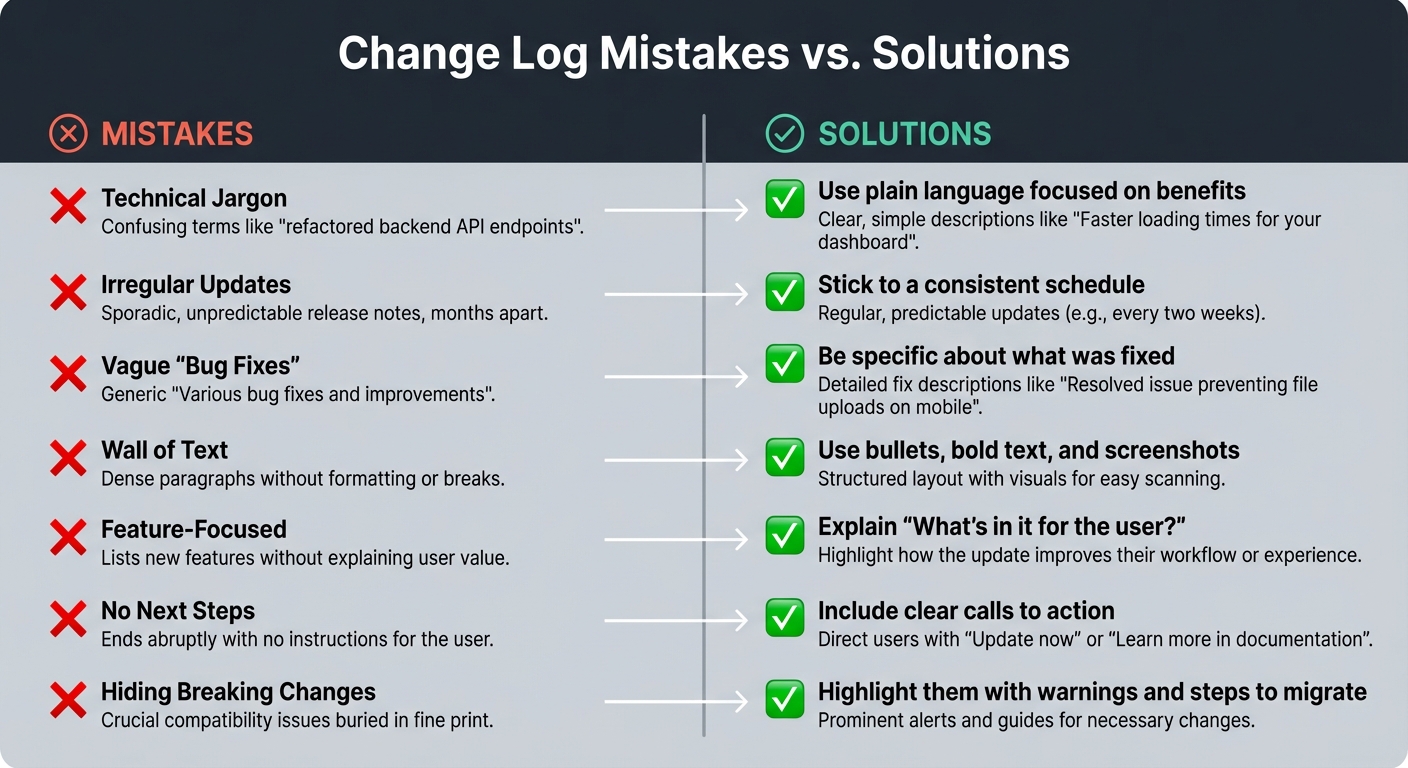 Common Change Log Mistakes vs. Best Practice Solutions