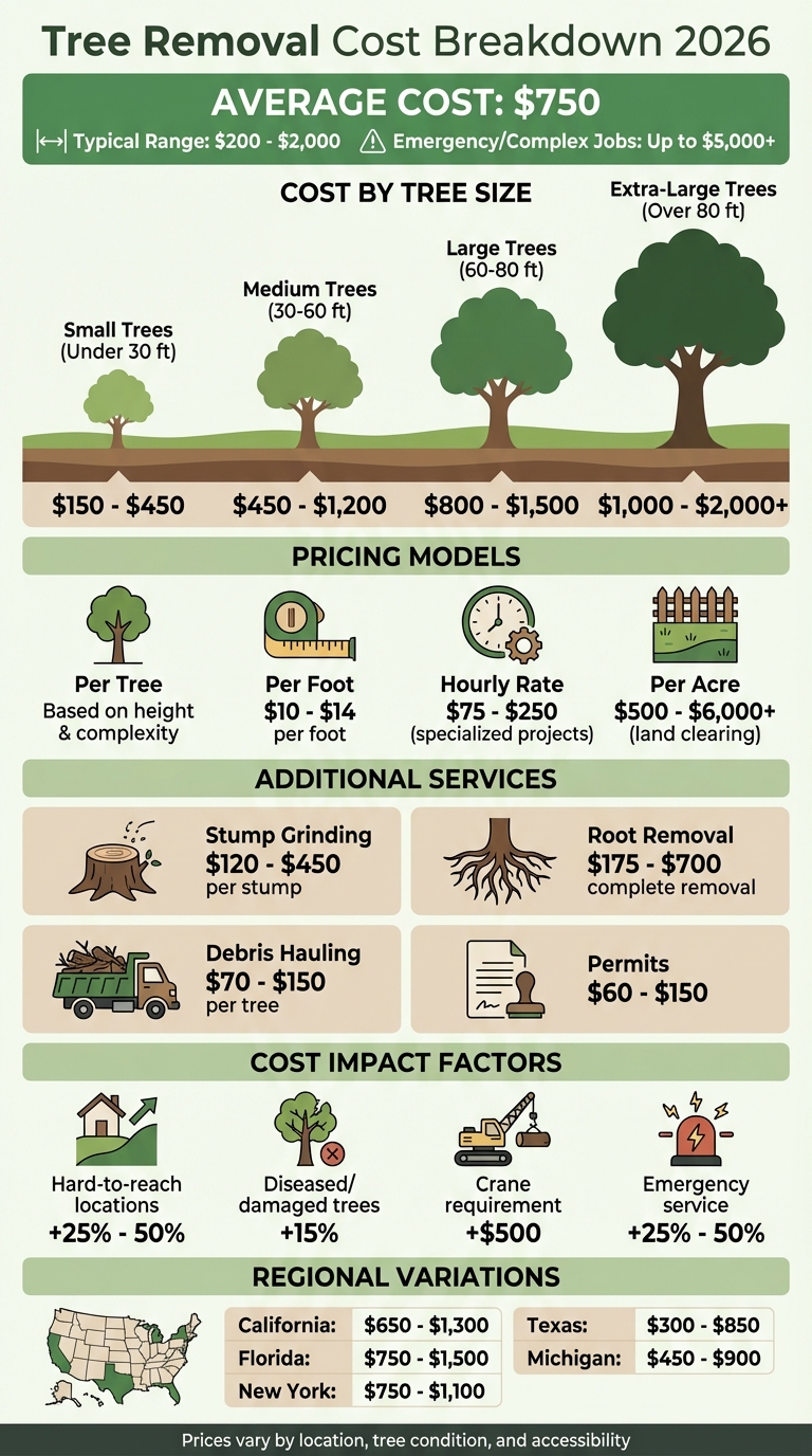 Tree Removal Cost Guide 2026: Pricing by Size and Additional Services