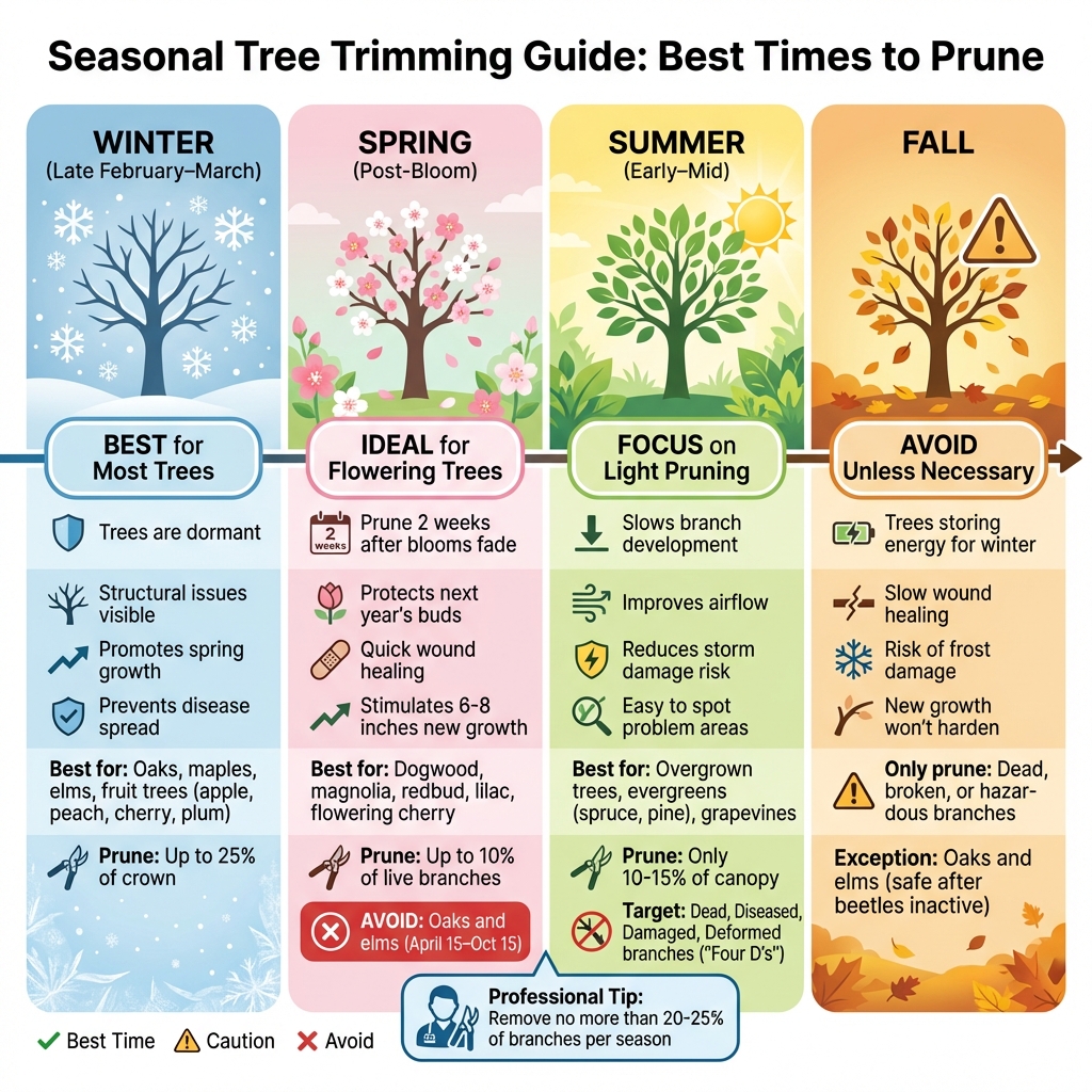 Best Time to Trim Trees by Season: A Year-Round Pruning Guide