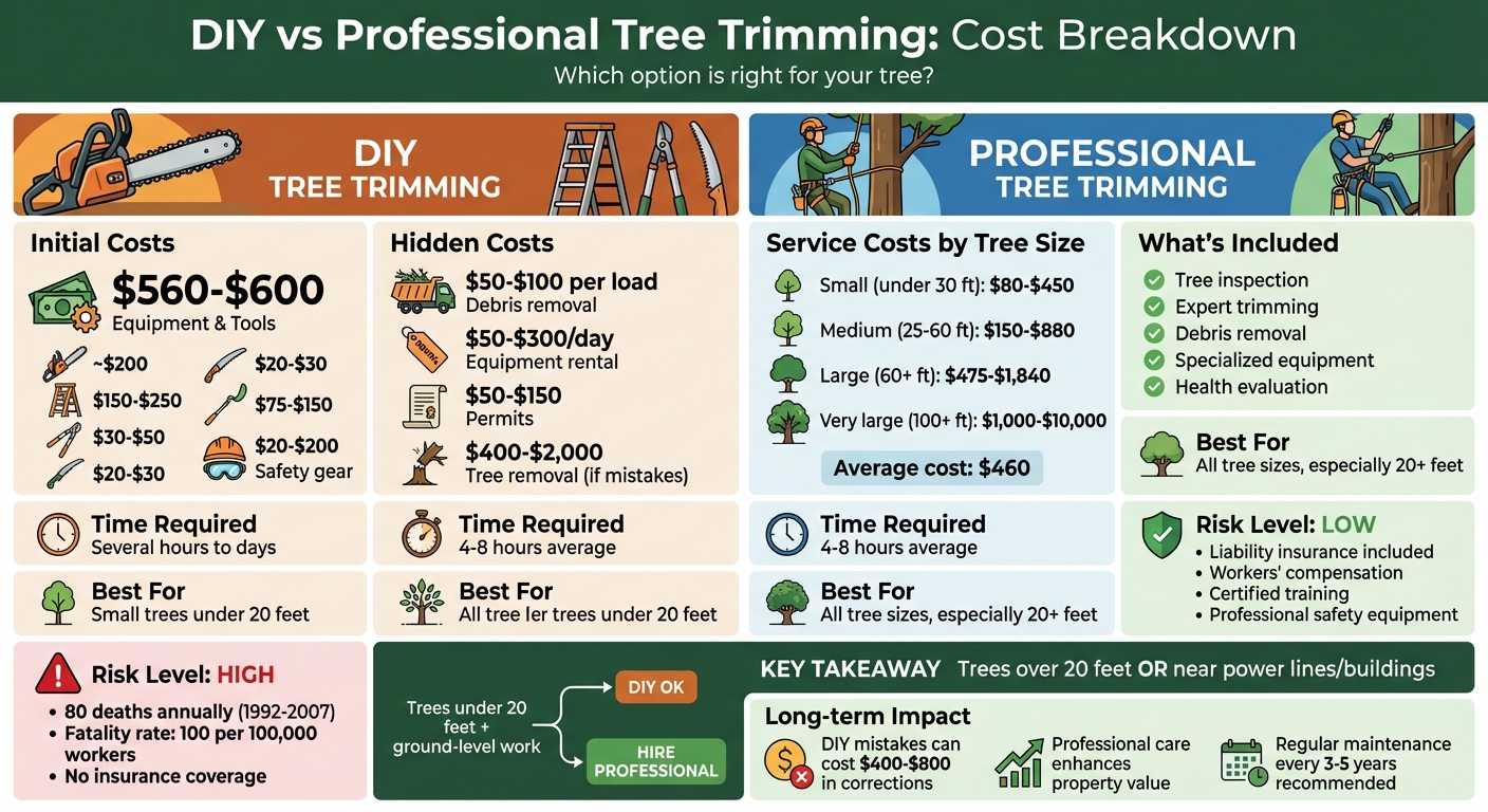 DIY vs Professional Tree Trimming Cost Comparison Chart