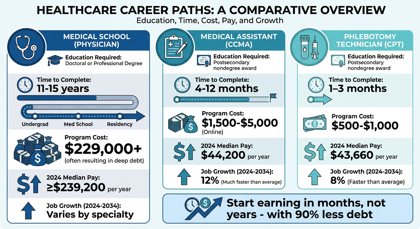 Medical School vs Healthcare Certifications: Cost, Time and Salary Comparison