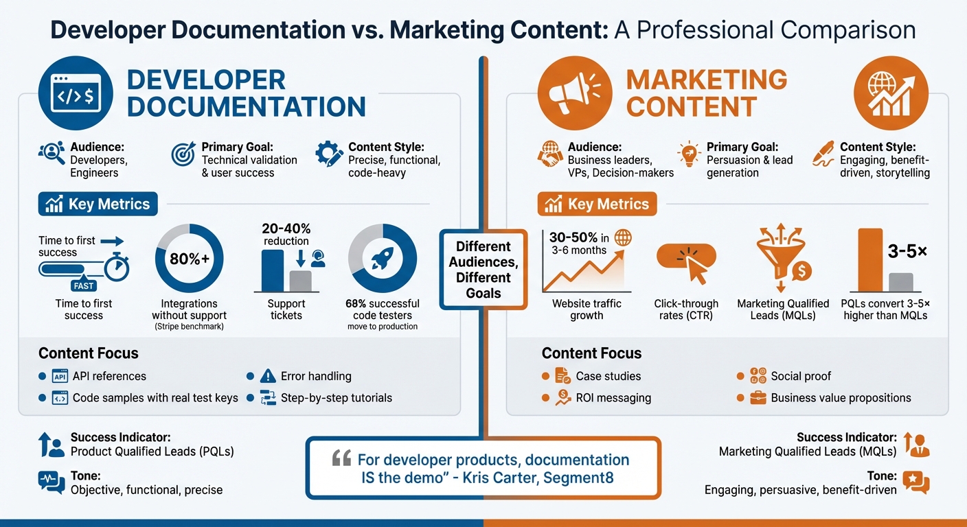 Developer Documentation vs Marketing Content: Key Differences