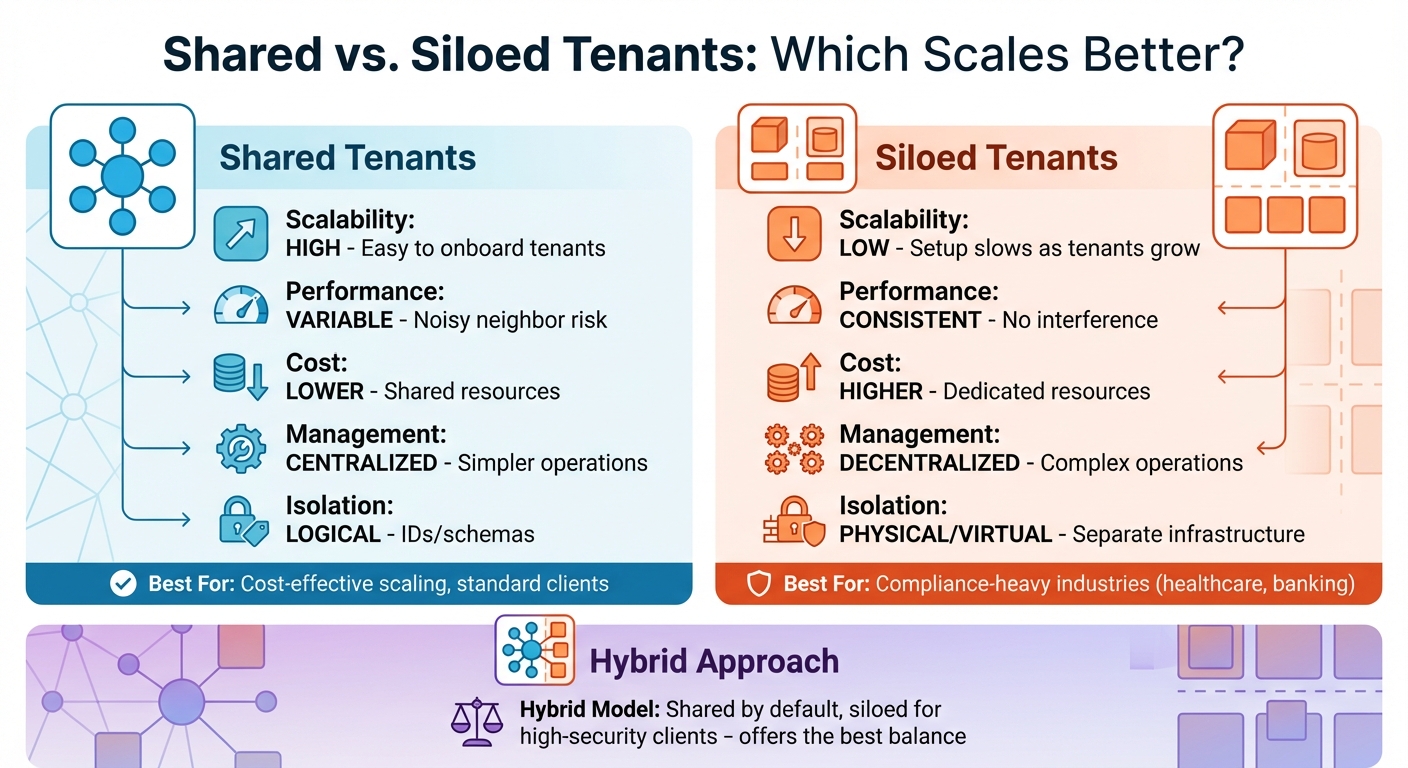 Shared vs Siloed Tenant Models Comparison Chart