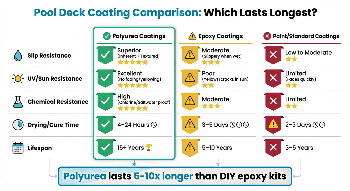 Polyurea vs Epoxy vs Paint Pool Deck Coatings Comparison
