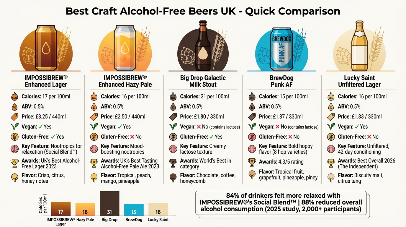 UK Craft Alcohol-Free Beer Comparison: Calories, Features & Benefits