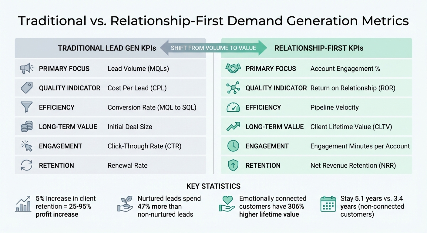 Traditional vs Relationship-First B2B Demand Generation Metrics