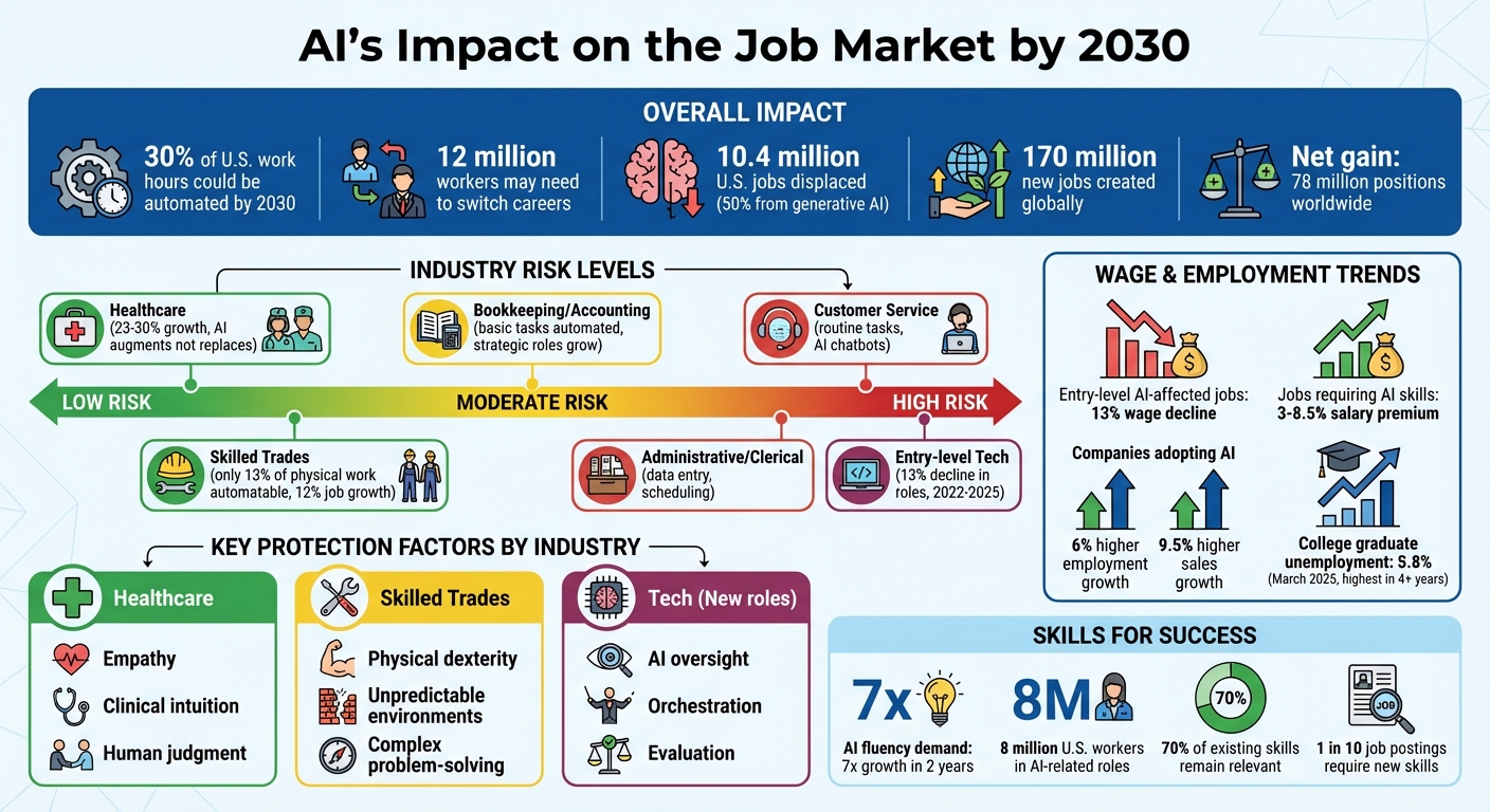 AI Job Market Impact by 2030: Displacement, Creation, and Industry Risk Levels