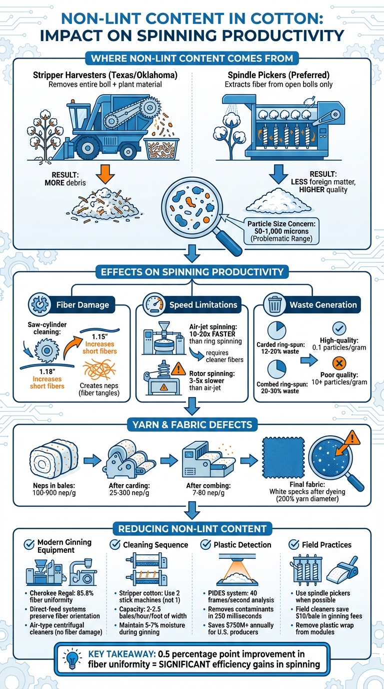 How Non-Lint Content Impacts Cotton Processing from Harvest to Fabric