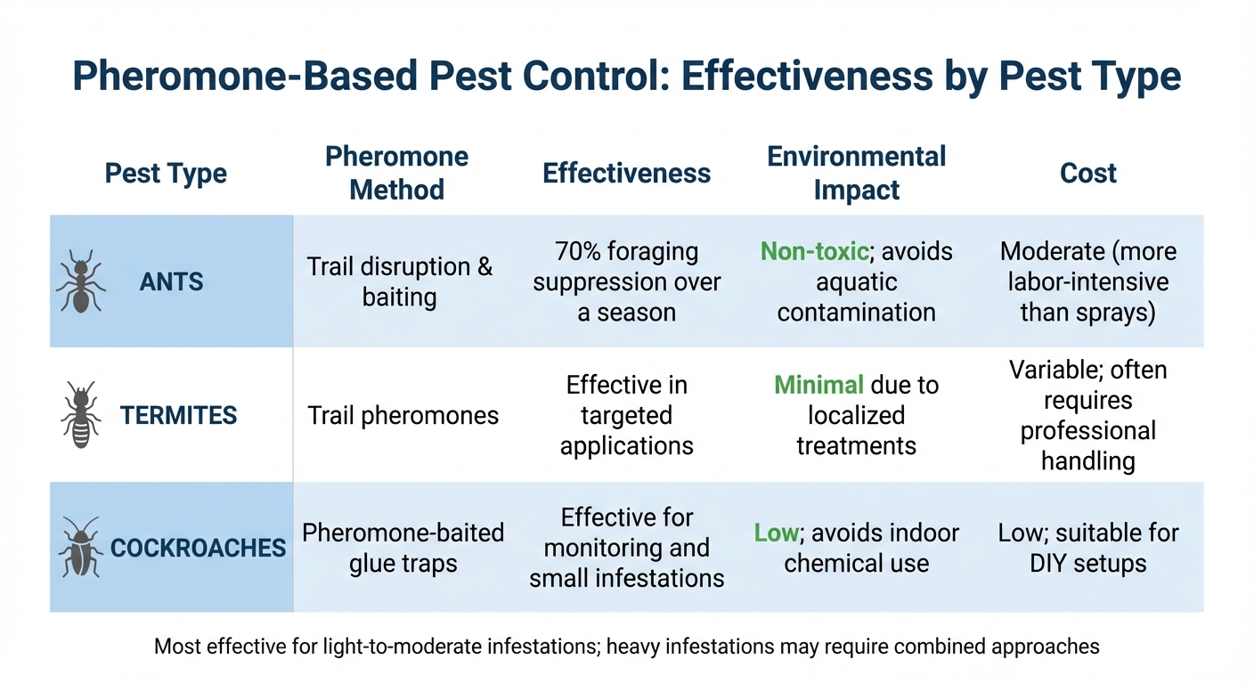 Pheromone-Based Pest Control Effectiveness Comparison by Pest Type