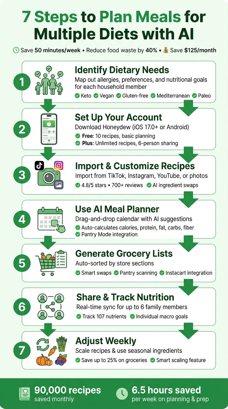 7-Step AI Meal Planning Process for Multiple Diets