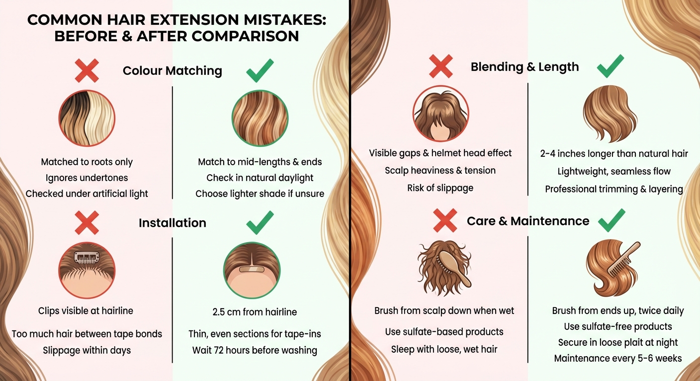 Hair Extension Mistakes: Before and After Comparison Guide