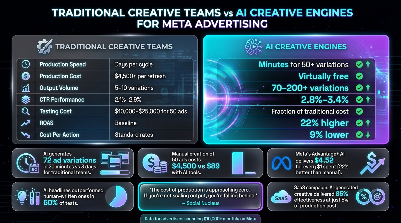 Traditional Creative Teams vs AI Creative Engines: Speed, Cost and Performance Comparison