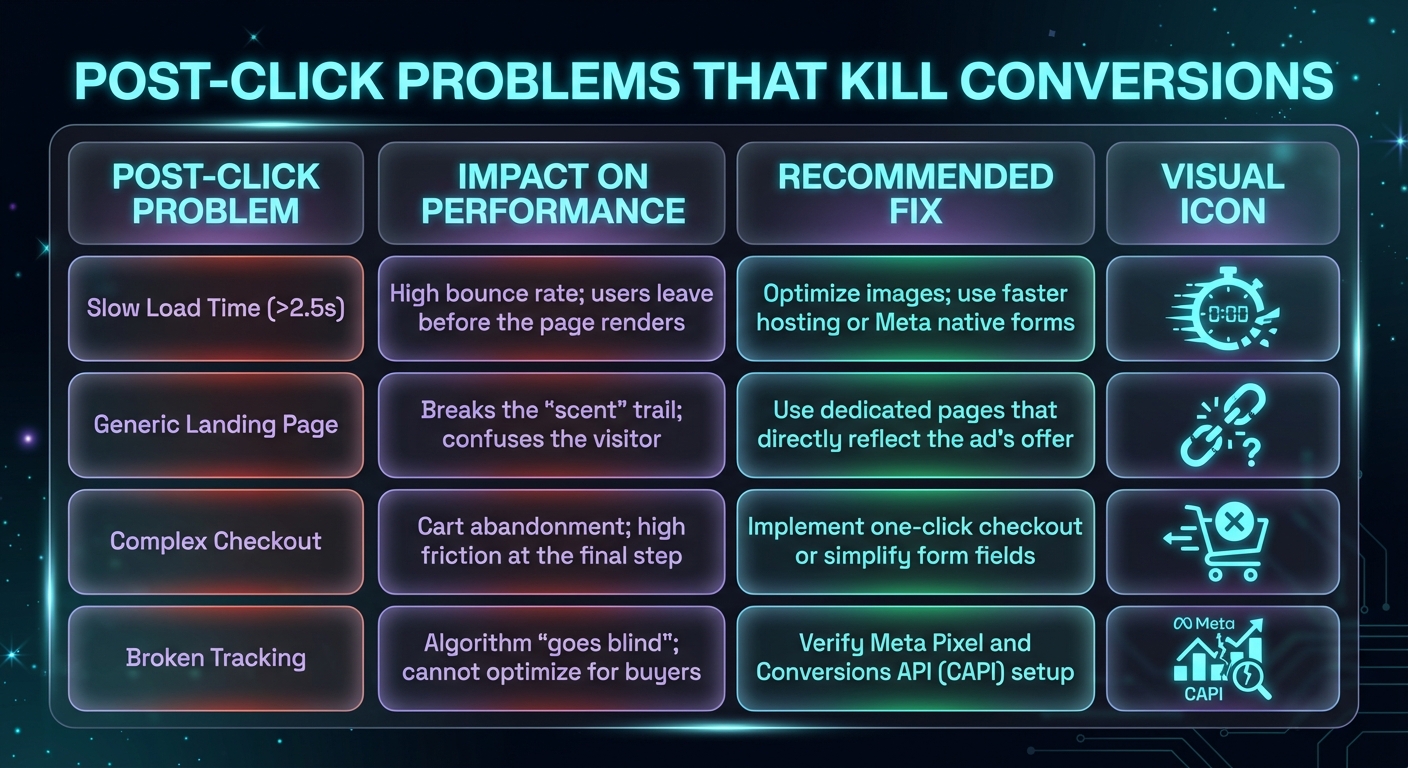 Post-Click Problems That Kill Meta Ad Conversions and How to Fix Them