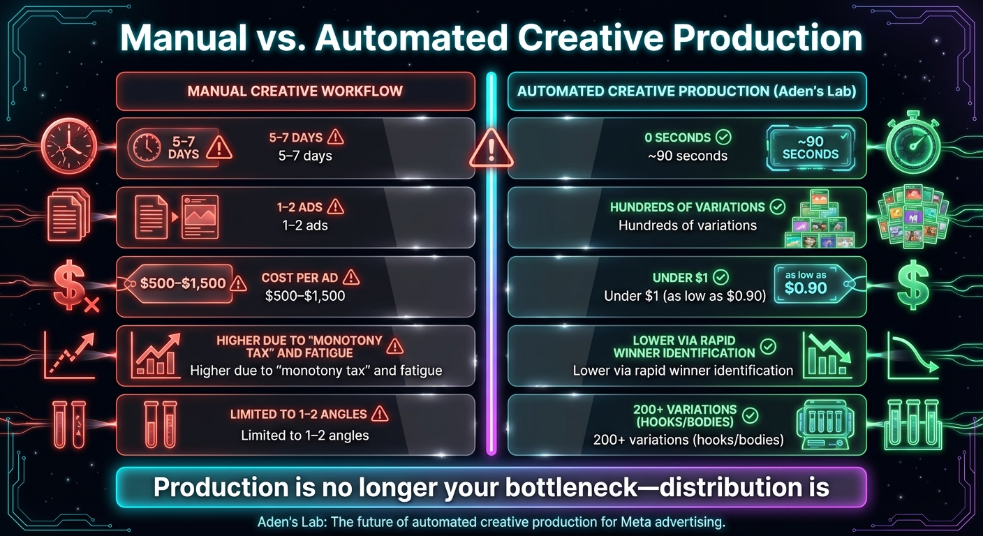 Manual vs Automated Meta Ad Creative Production: Cost, Speed & Performance Comparison