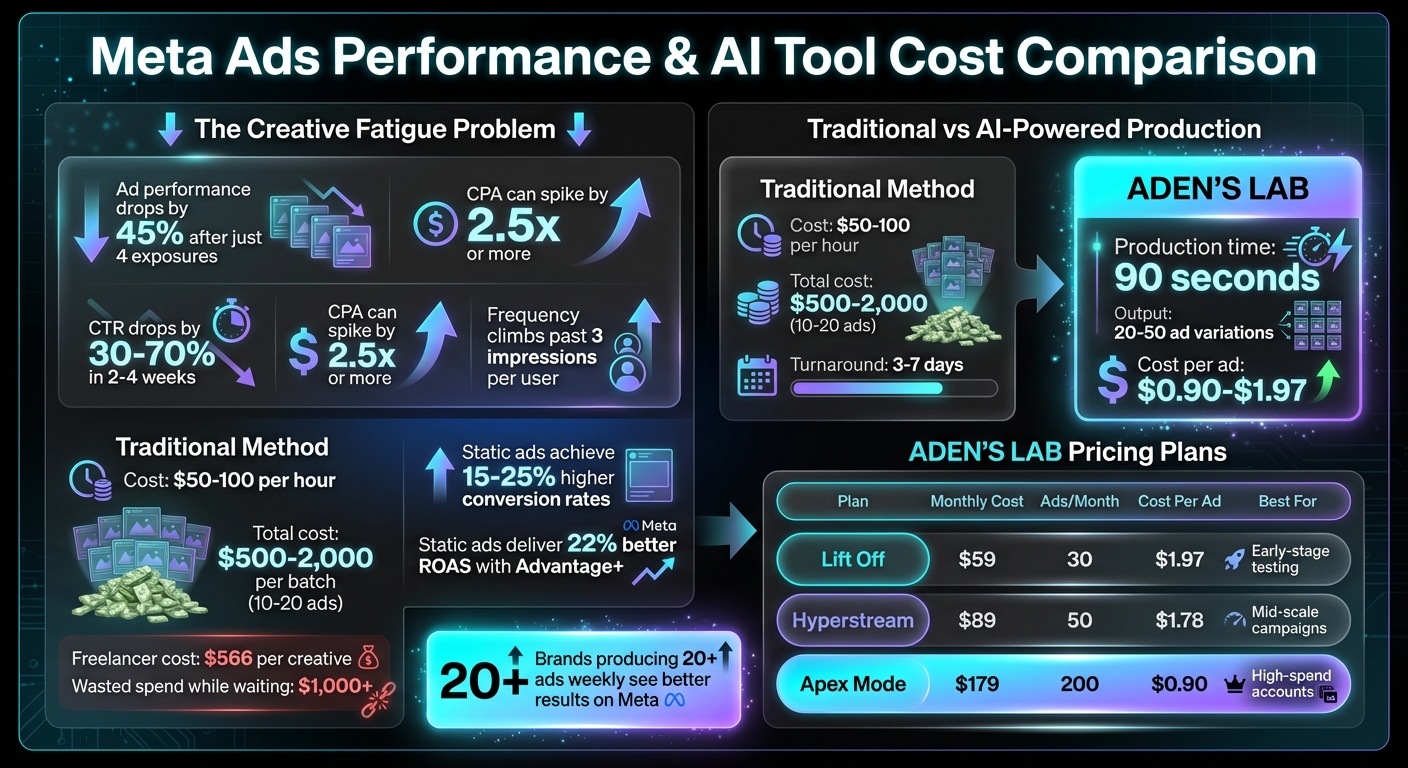 Meta Ads Creative Fatigue Statistics and AI Production Cost Comparison