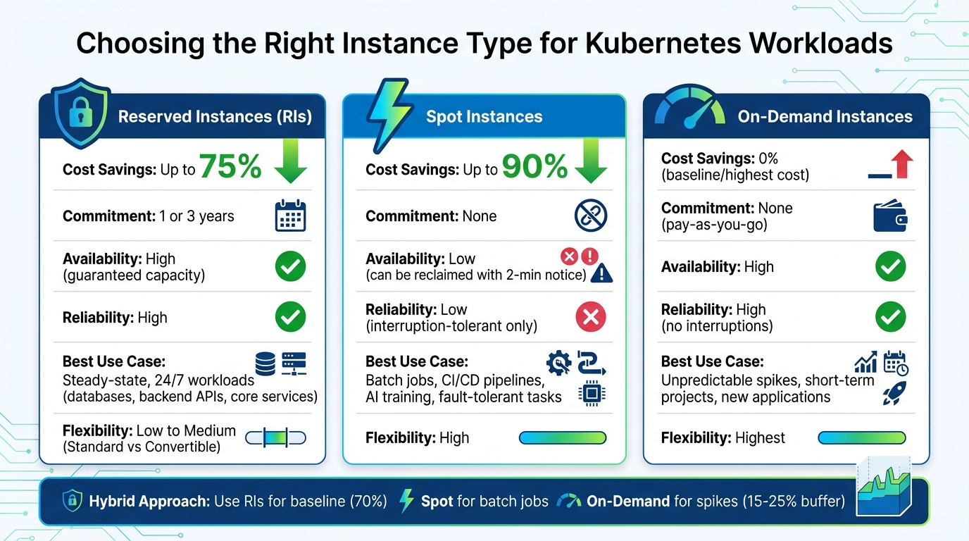 Kubernetes Instance Types Comparison: Reserved vs Spot vs On-Demand