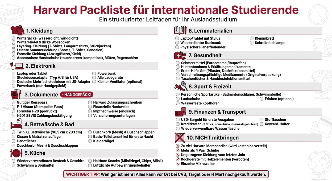 Harvard Packing Checklist: Essential Items for International Students