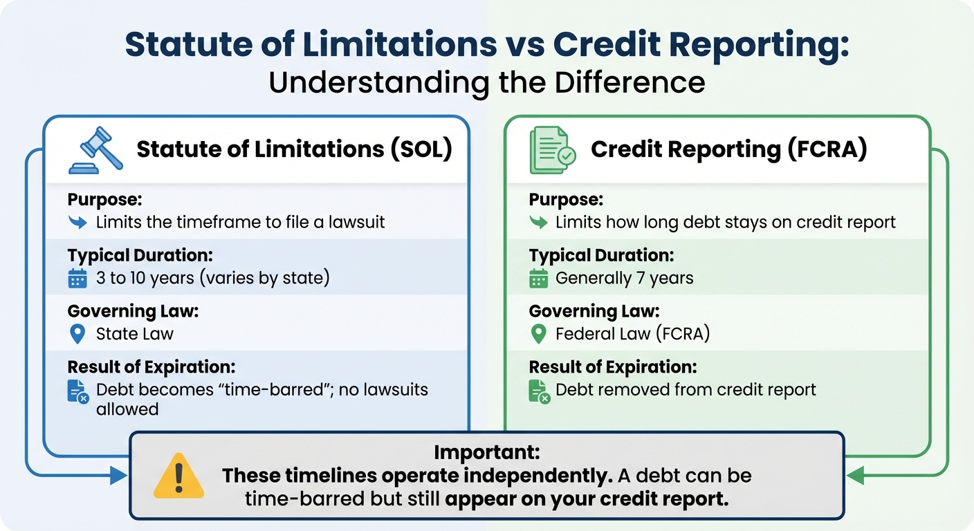 Statute of Limitations vs Credit Reporting Timeline for Credit Card Debt