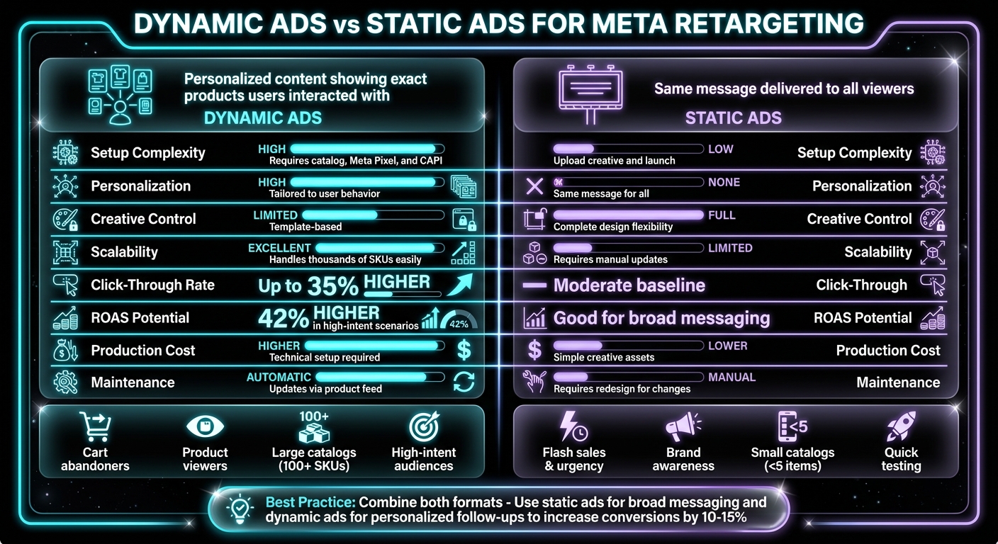 Dynamic Ads vs Static Ads Comparison for Meta Retargeting
