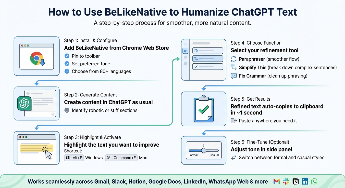 How to Use BeLikeNative Chrome Extension to Humanize ChatGPT Text
