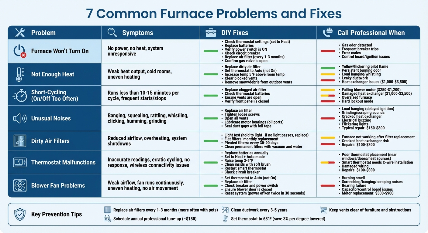 7 Common Furnace Problems: Symptoms, DIY Fixes, and When to Call a Pro