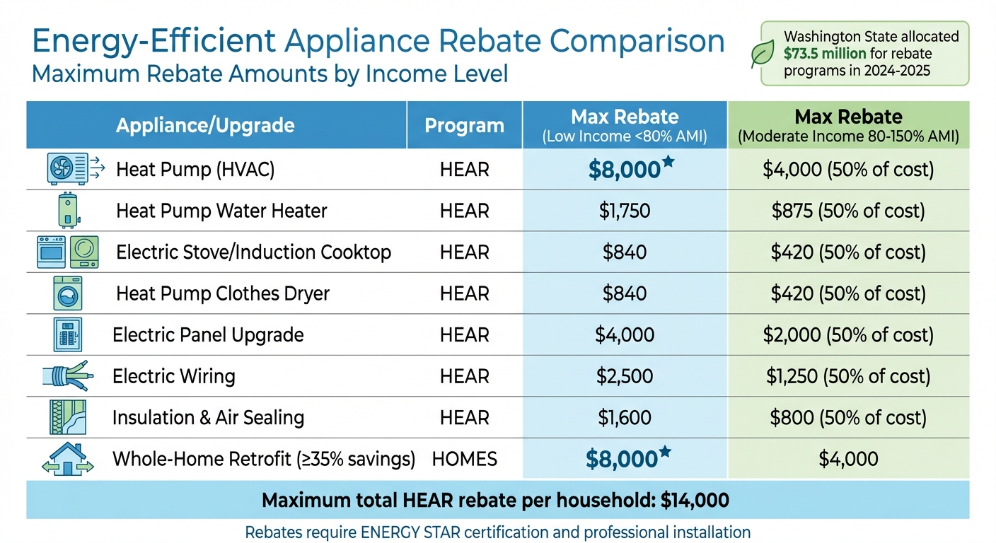 Energy-Efficient Appliance Rebate Amounts by Income Level