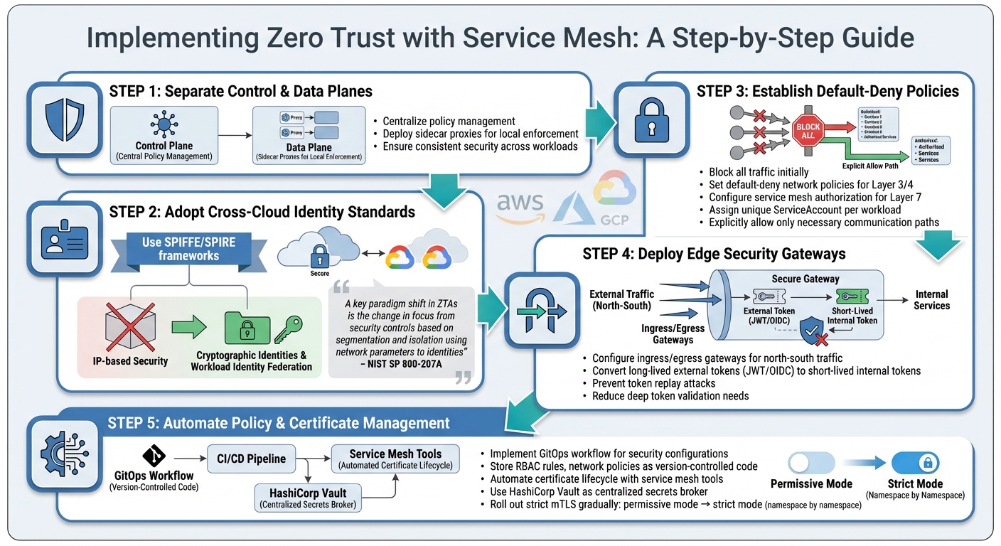 Zero Trust Implementation Steps for Multi-Cloud Service Mesh