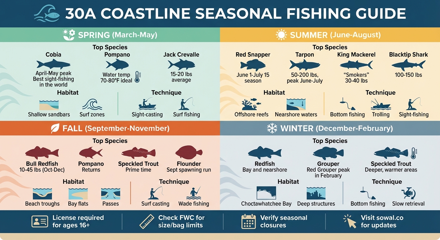 30A Fishing Calendar: Best Fish Species by Season