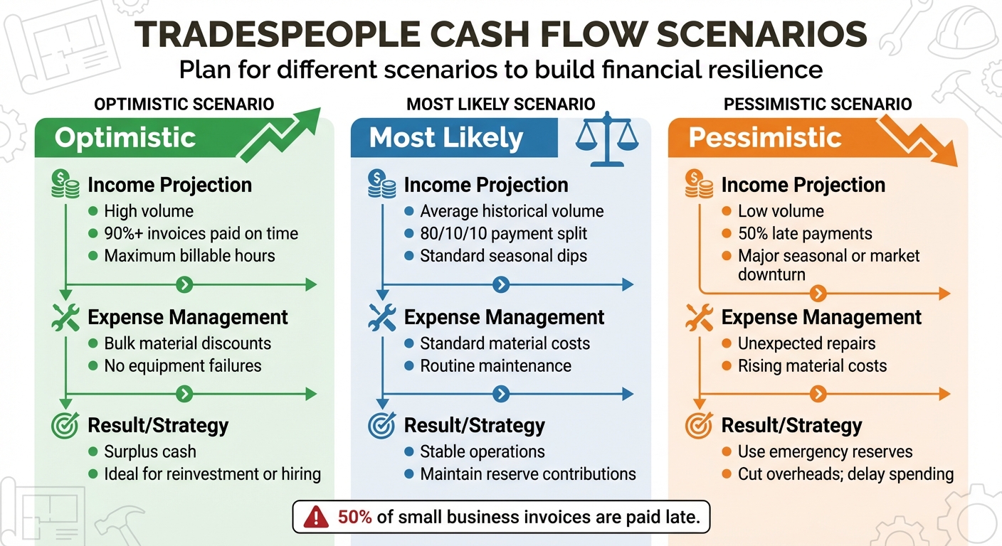 Cash Flow Scenario Planning for Tradespeople: Optimistic vs Most Likely vs Pessimistic