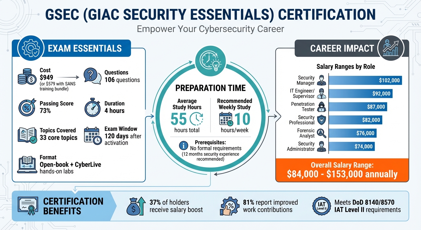 GSEC Certification Quick Reference Guide: Exam Details, Costs, and Career Salaries