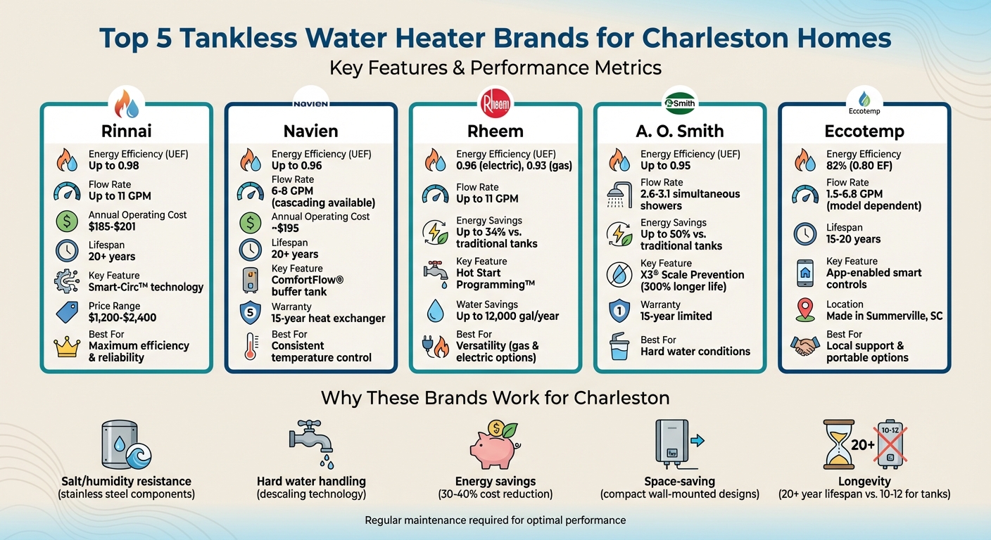 Top 5 Tankless Water Heater Brands Comparison for Charleston Homes