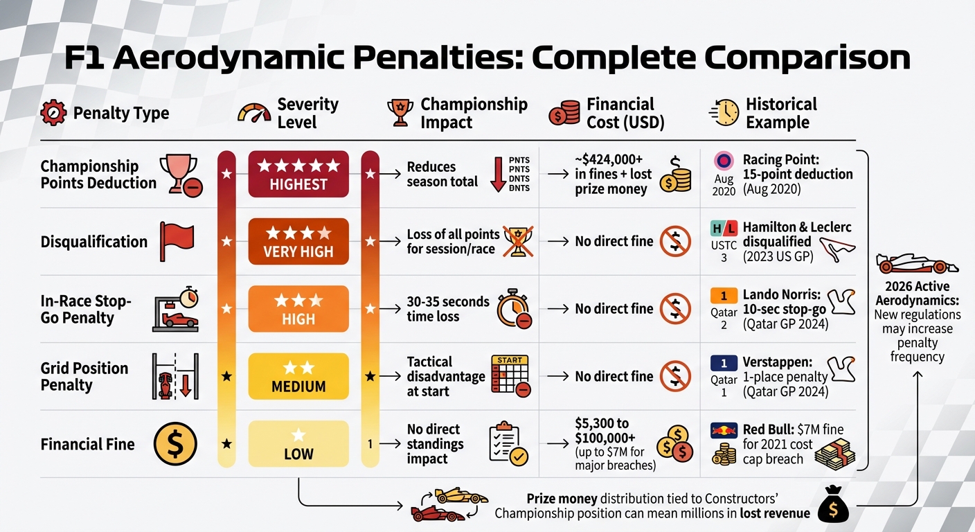 F1 Aerodynamic Penalty Types: Severity, Impact and Costs Comparison