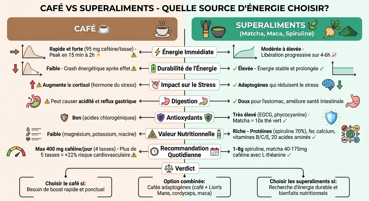 Comparaison café vs superaliments : énergie, santé et nutrition