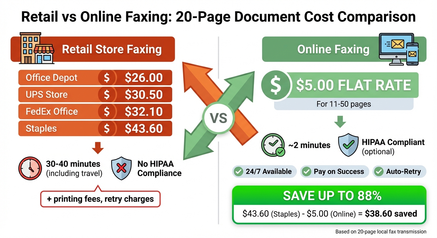 Cost Comparison: Retail vs Online Faxing for 20-Page Documents