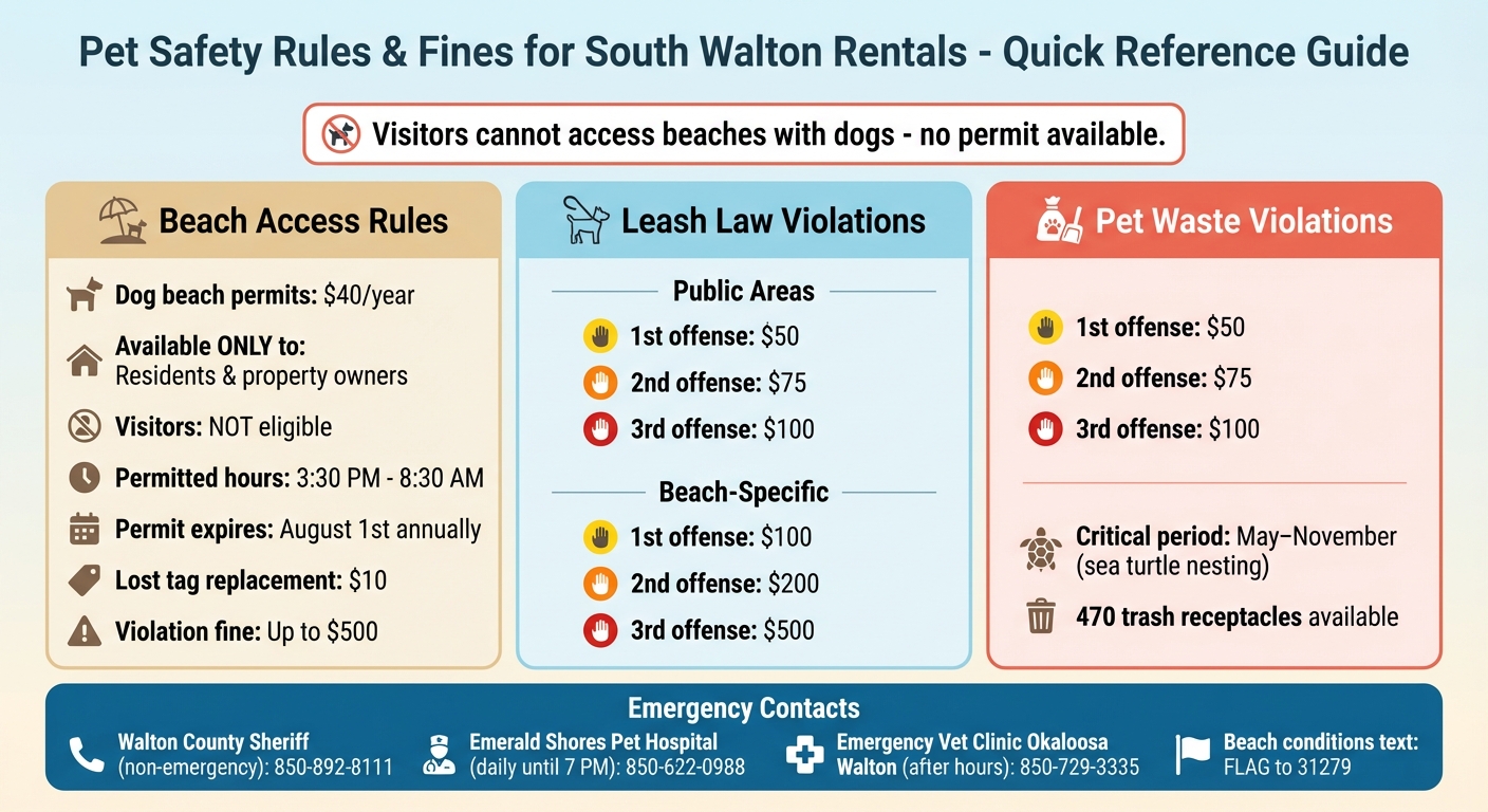 South Walton Pet Regulations and Fines Quick Reference Guide