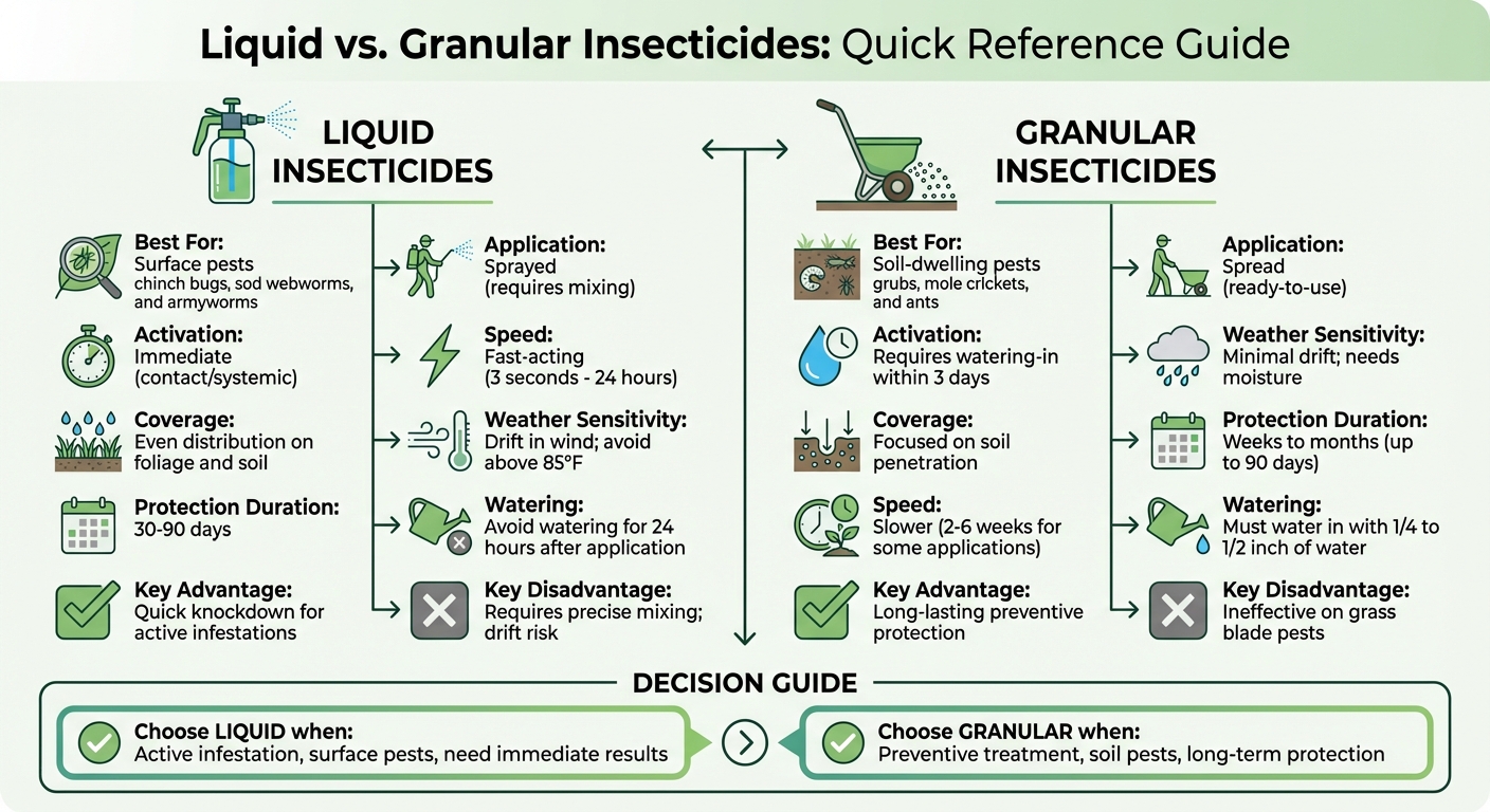 Liquid vs Granular Insecticides Comparison Chart for Lawn Pest Control