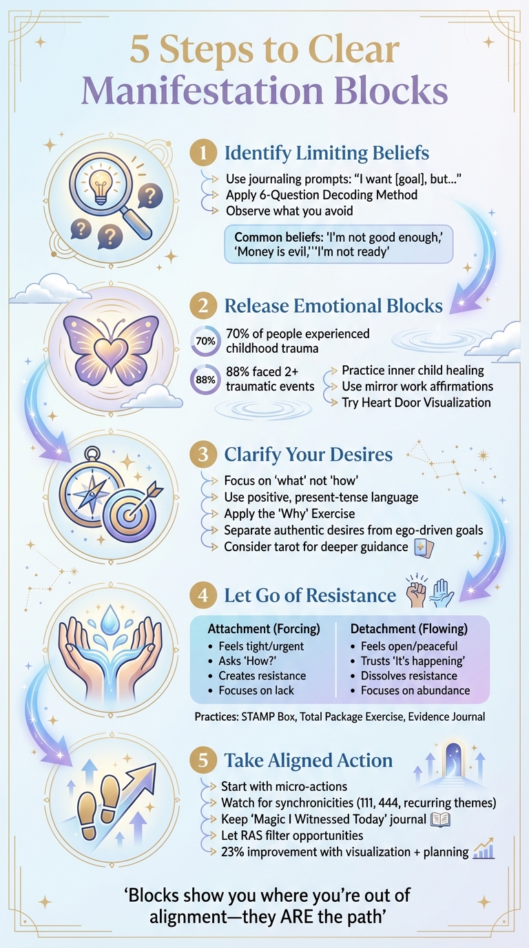 5 Steps to Clear Manifestation Blocks Infographic