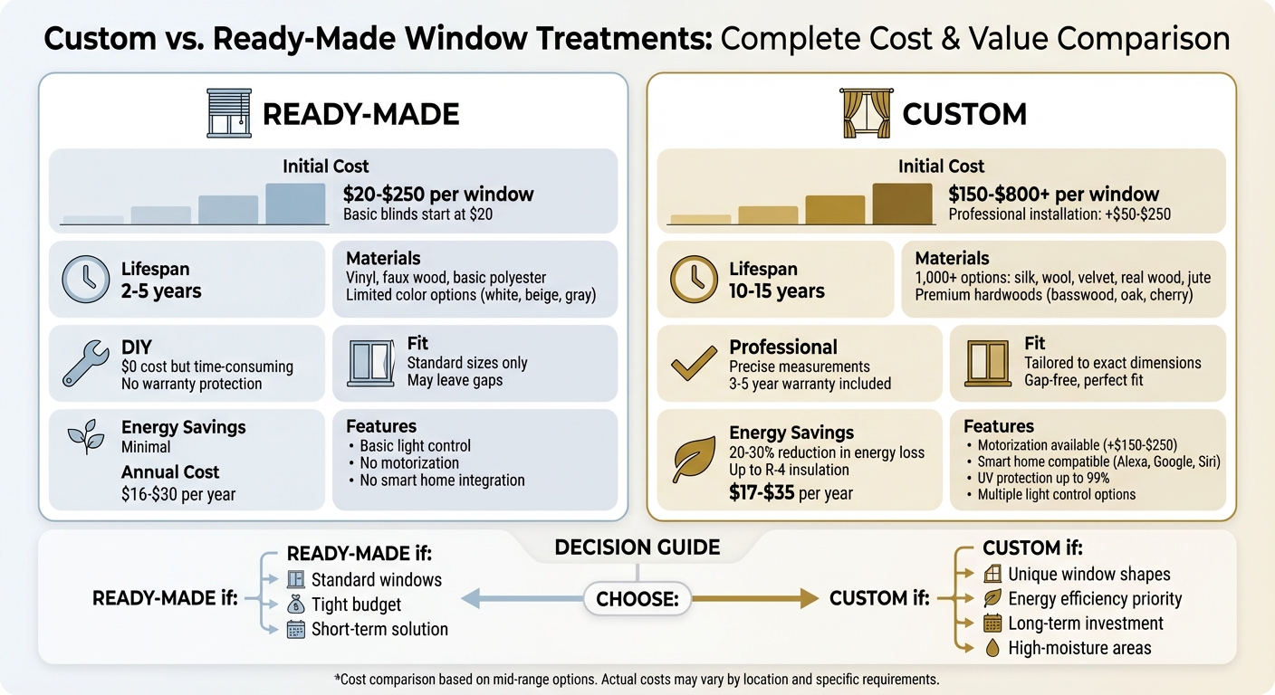 Custom vs Ready-Made Window Treatments Cost and Value Comparison