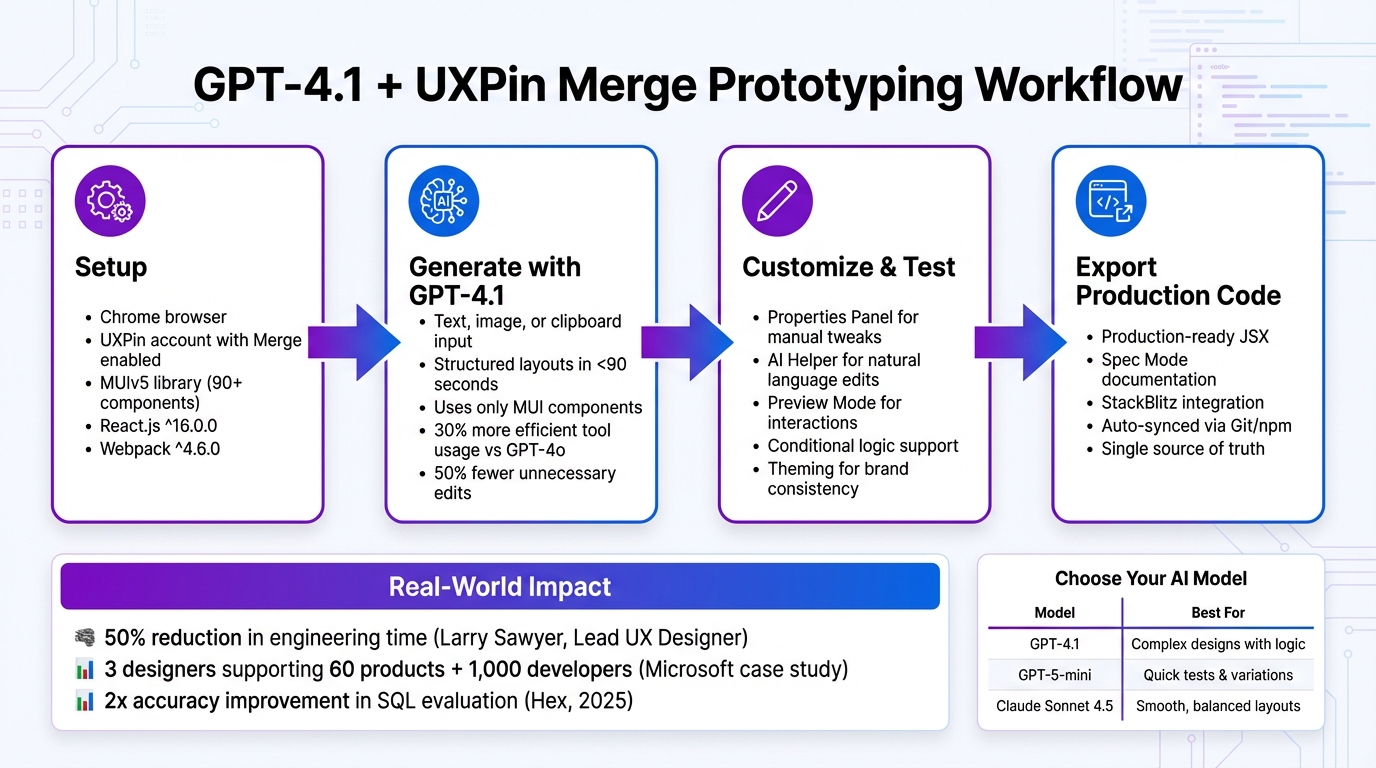 GPT-4.1 and UXPin Merge Prototyping Workflow: From Setup to Production