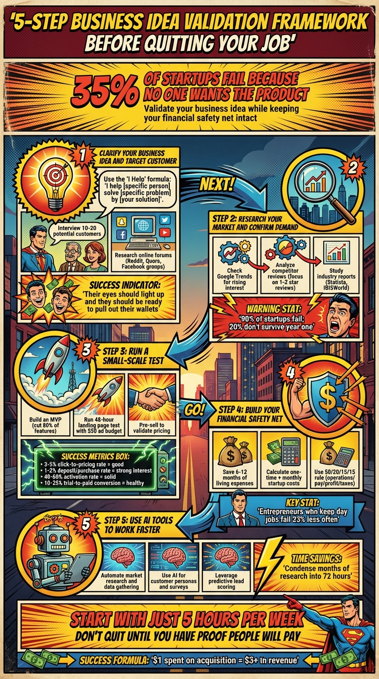 5-Step Business Idea Validation Framework Before Quitting Your Job