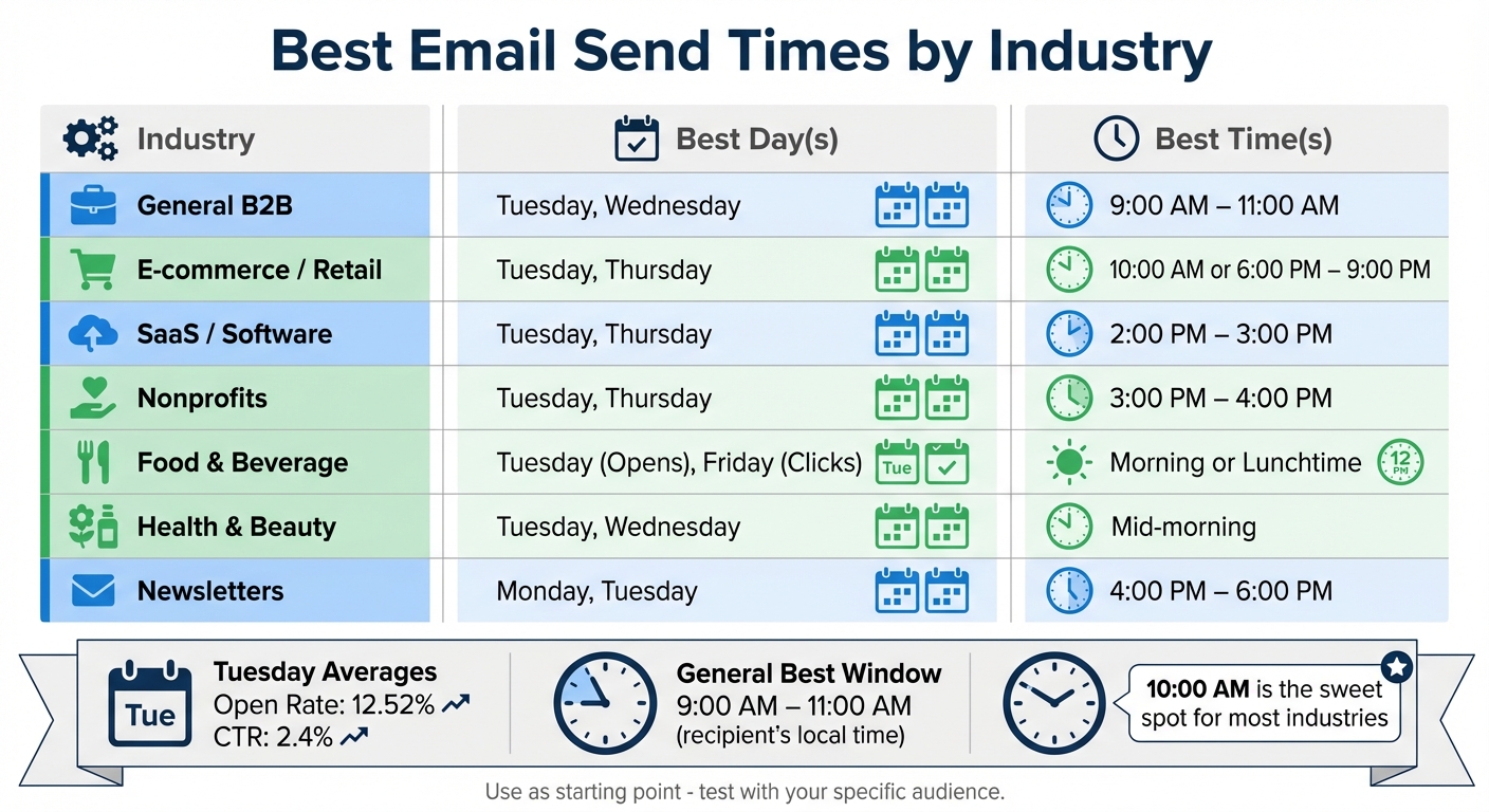 Best Email Send Times by Industry: Days and Hours Comparison