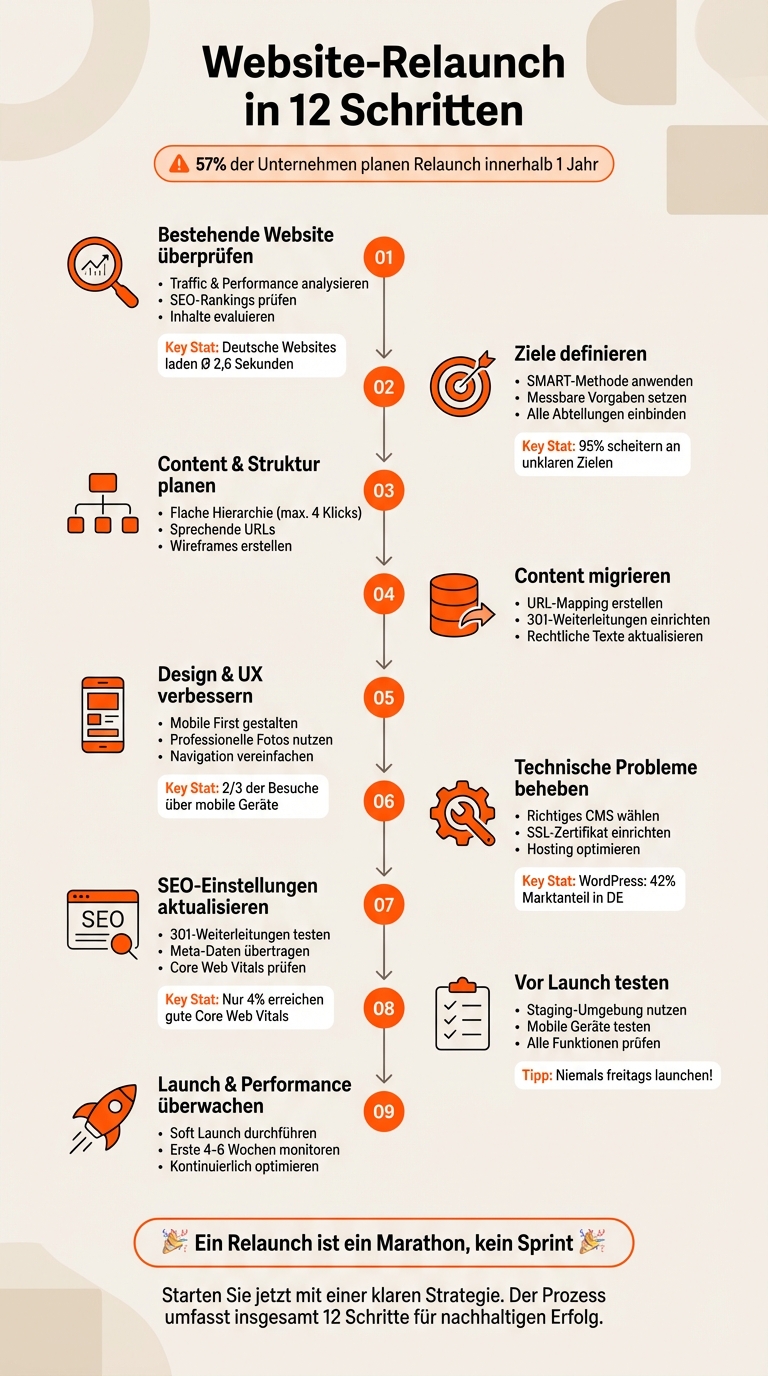 Website-Relaunch in 12 Schritten: Kompletter Prozess von Analyse bis Launch