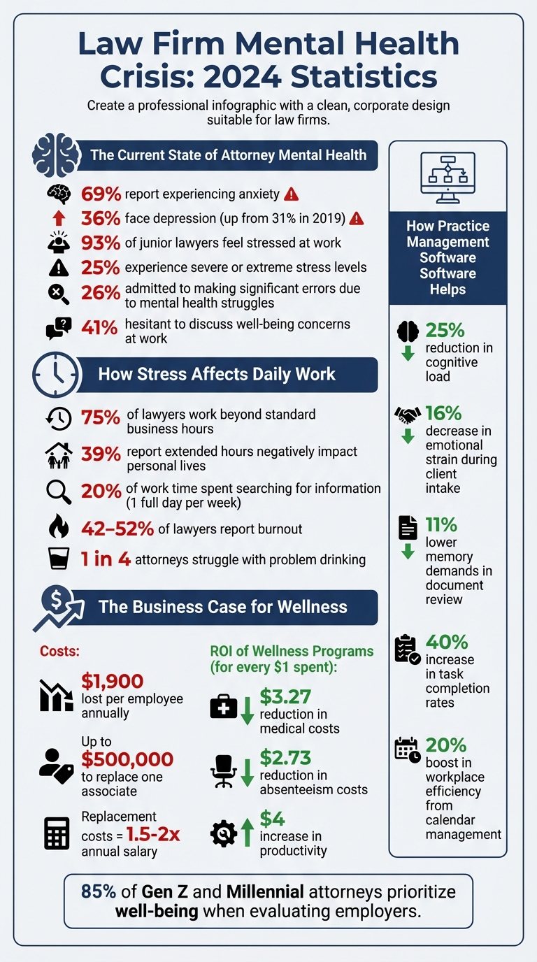 Law Firm Mental Health Crisis: Key Statistics and Financial Impact 2024