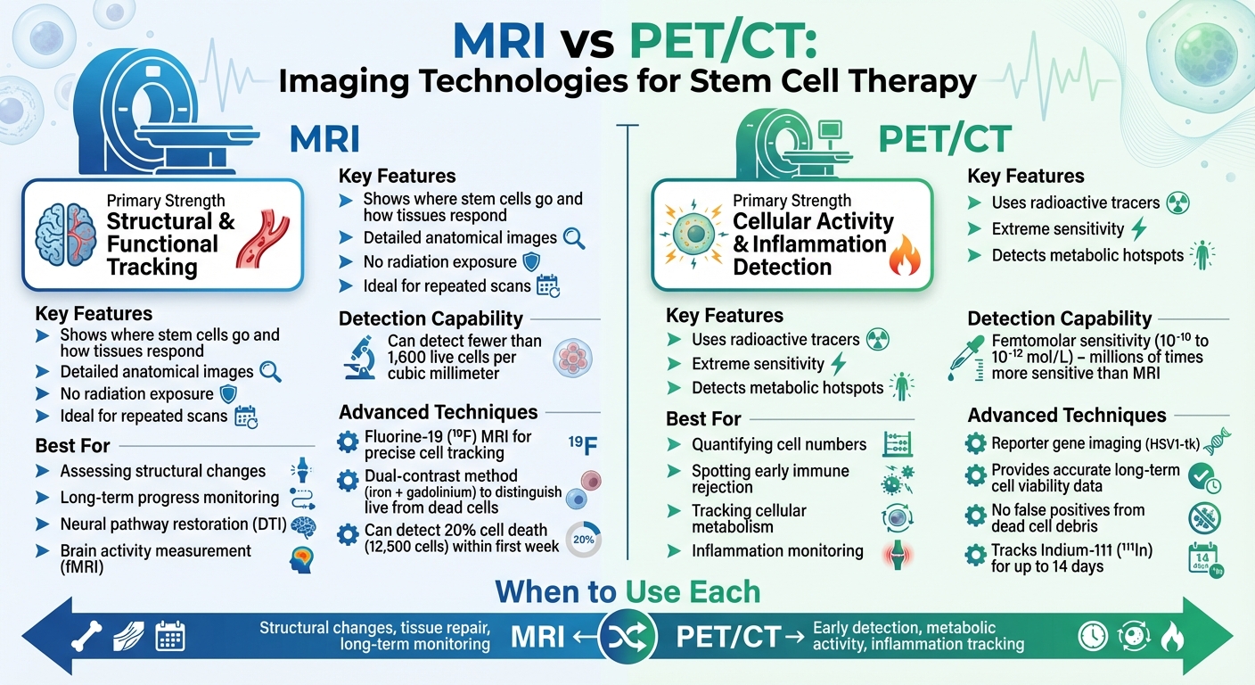MRI vs PET/CT Imaging for Stem Cell Therapy Monitoring