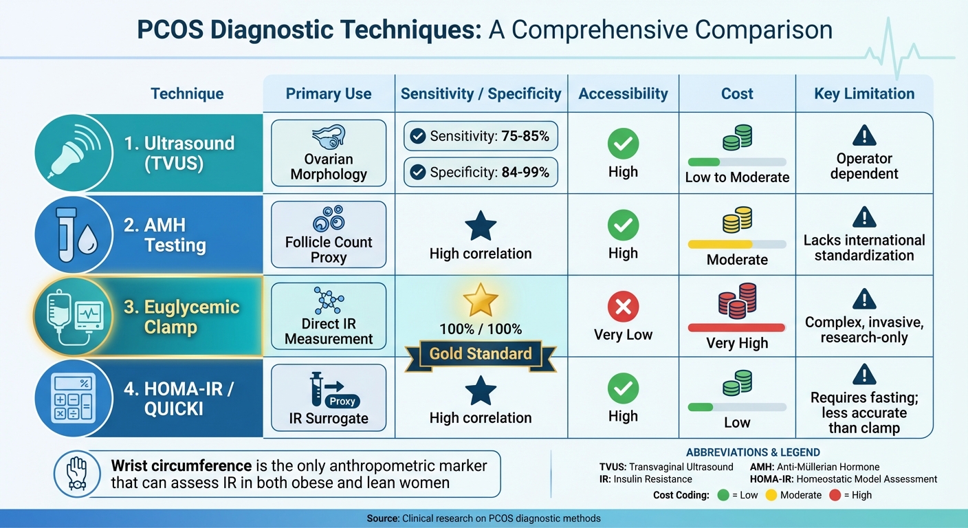 PCOS Diagnostic Techniques Comparison: Ultrasound, AMH Testing, and Clamp Testing