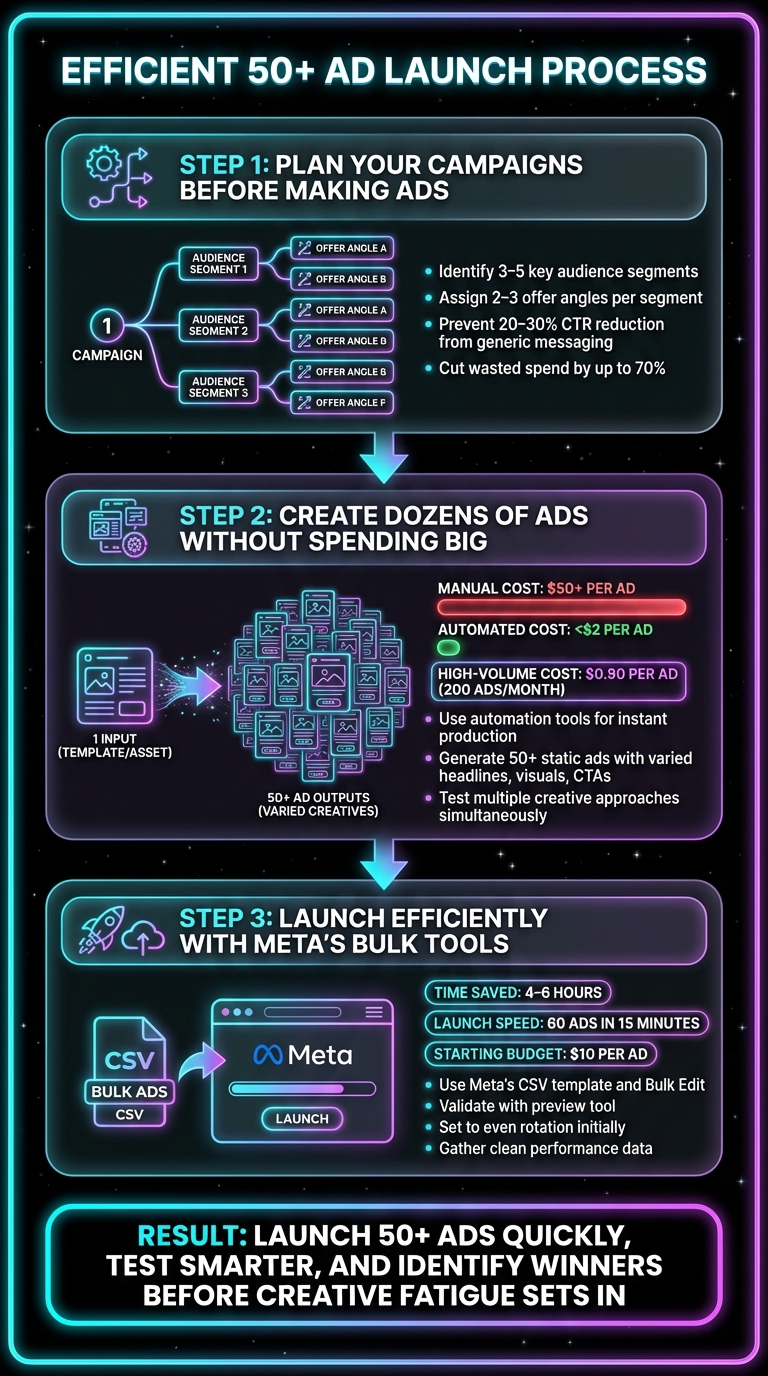 3-Step Process to Launch 50+ Ads Without Wasting Budget