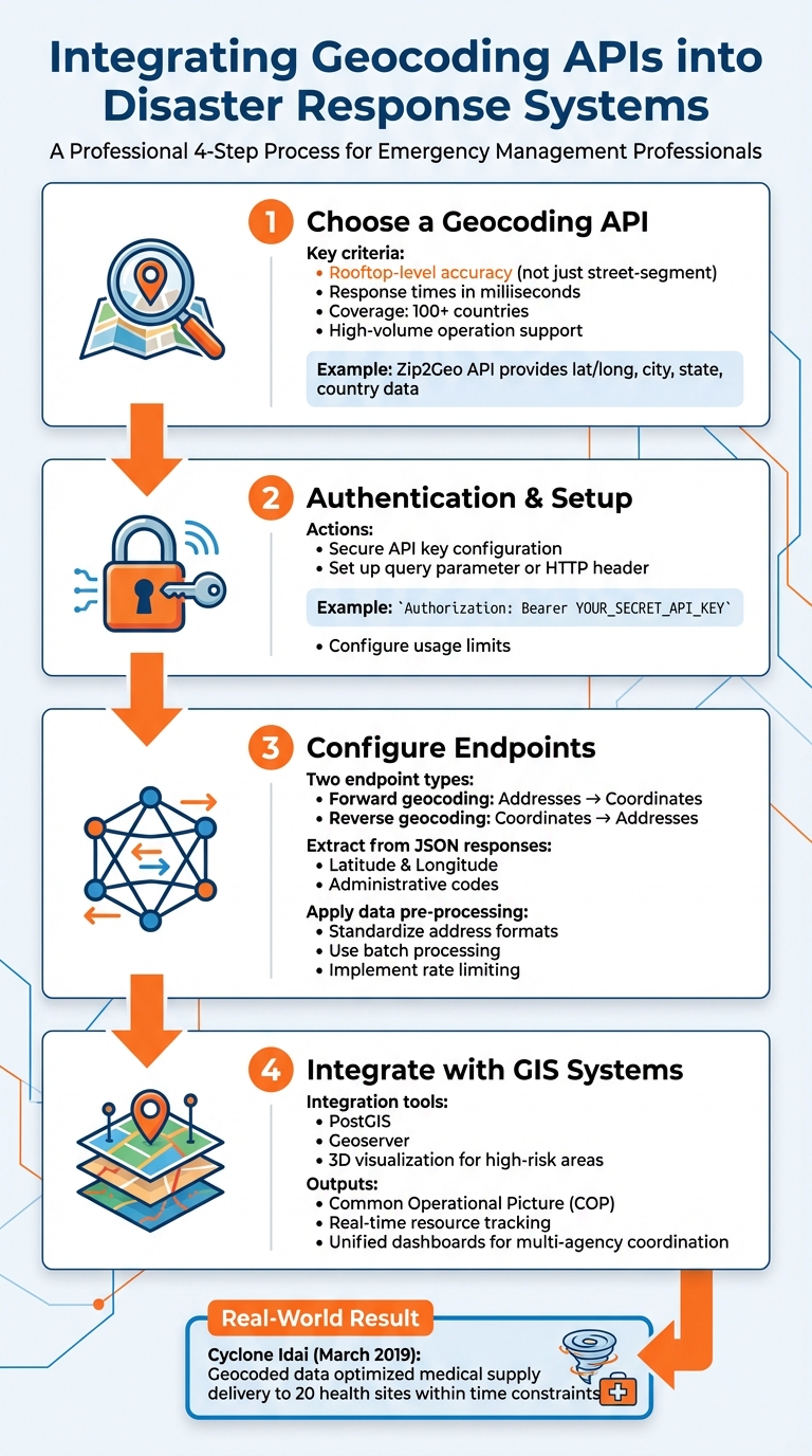 How Geocoding APIs Integrate Into Disaster Response Systems: 4-Step Implementation Guide