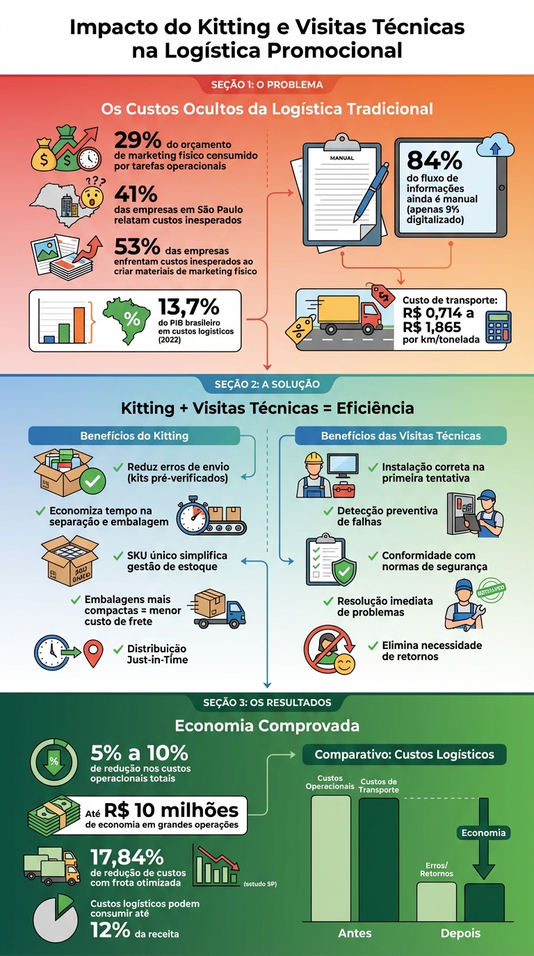 Custos e Benefícios do Kitting e Visitas Técnicas na Logística Promocional