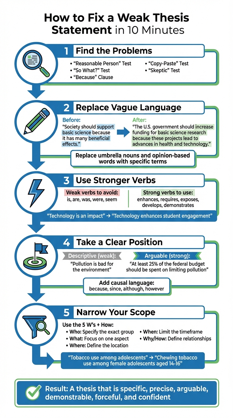 5-Step Process to Fix a Weak Thesis Statement in 10 Minutes